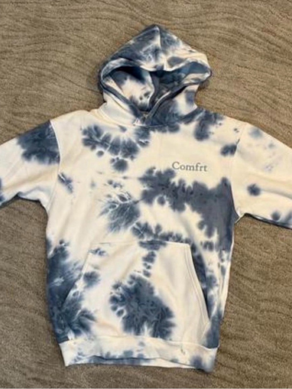 Comfrt Tie-Dye Pullover Hoodie - White & Blue
